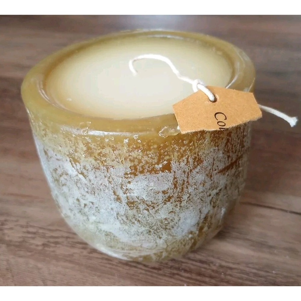 Timber Goblet 40 Hour Burn Time Candle Rough Edges 4" Diam. 1 Wick Amber NWOB